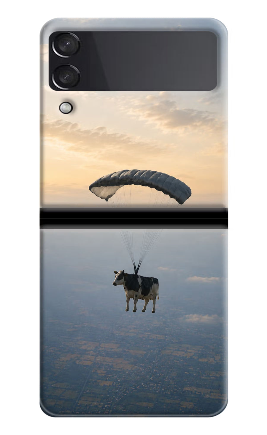 Skydiving Cow Samsung Galaxy Z Flip3 Back Cover, Hard case
