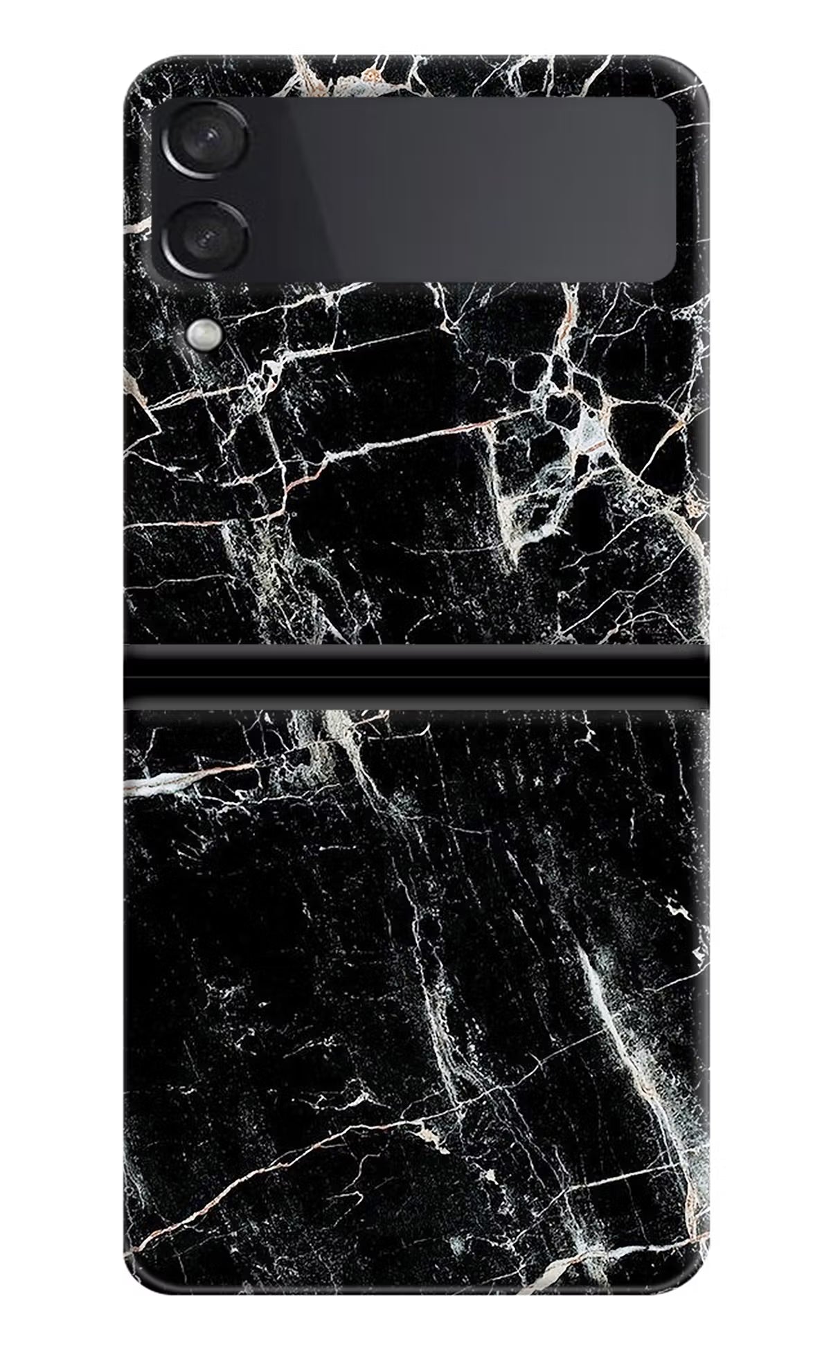 Black Marble Texture Samsung Galaxy Z Flip4 Hard Case Back Cover by Casekaro