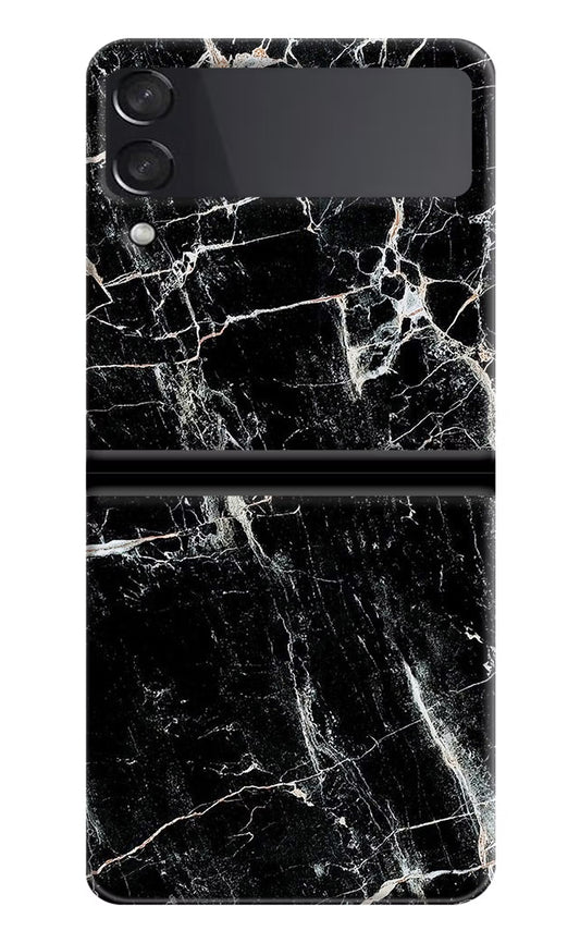 Black Marble Texture Samsung Galaxy Z Flip4 Hard Case Back Cover by Casekaro