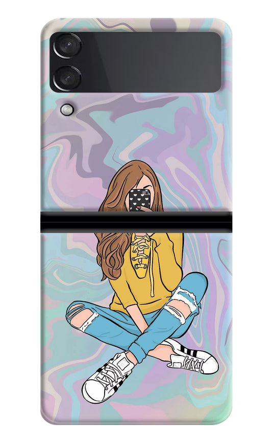 Selfie Girl Samsung Galaxy Z Flip4 Hard Case Back Cover by Casekaro