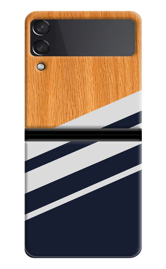 Blue and white wooden Samsung Galaxy Z Flip4 Hard Case Back Cover by Casekaro