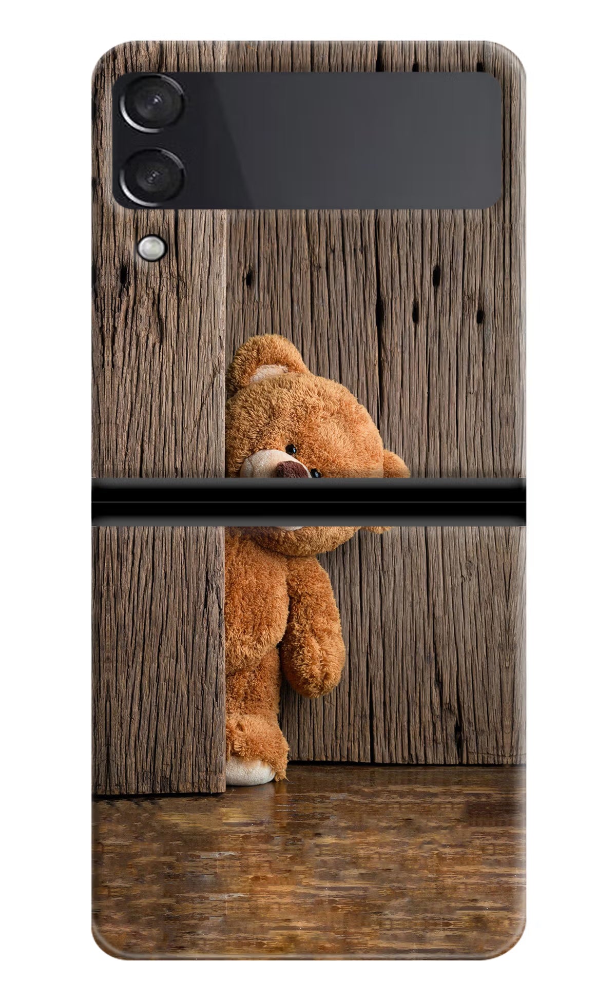 Teddy Wooden Samsung Galaxy Z Flip4 Hard Case Back Cover by Casekaro