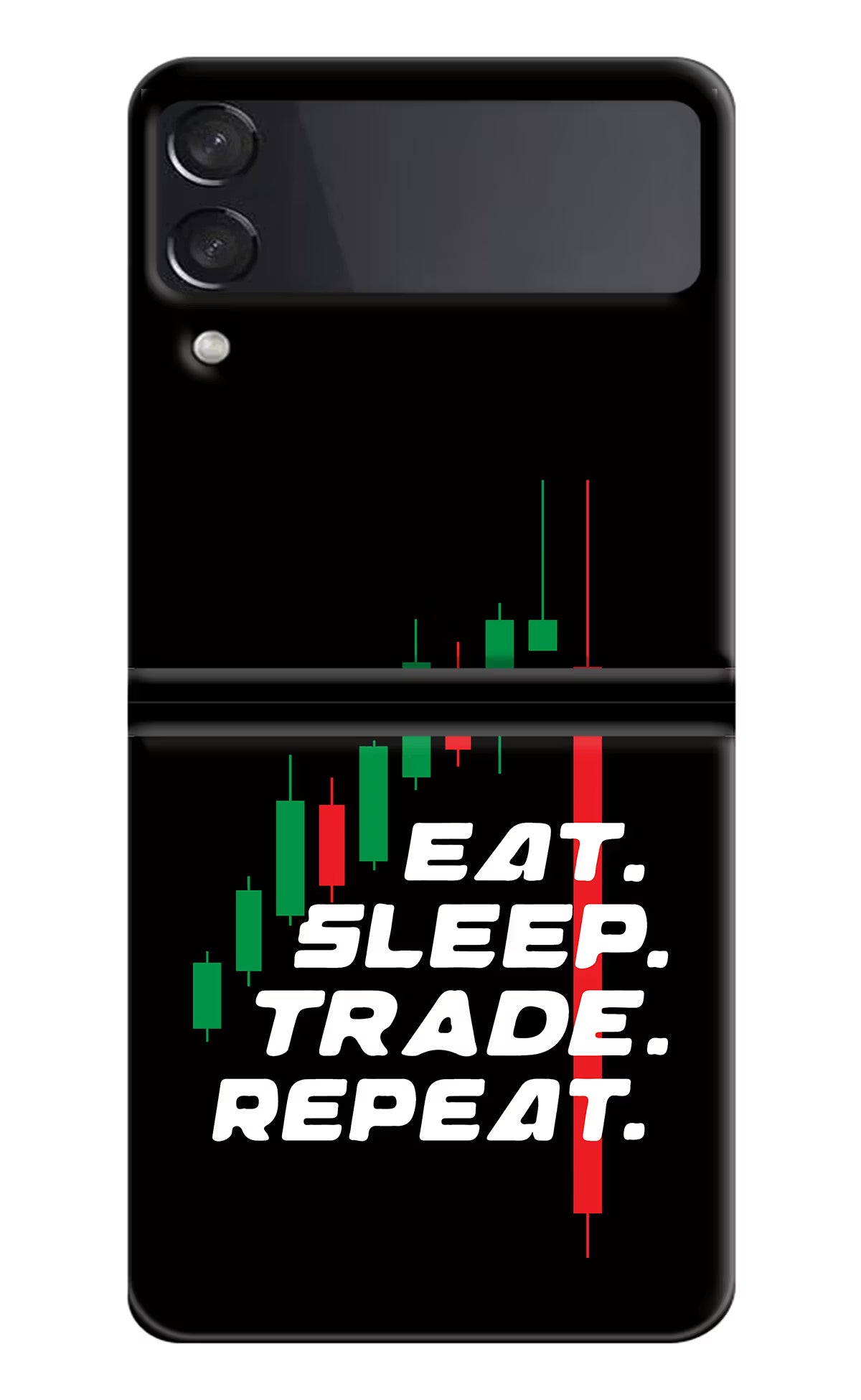 Eat Sleep Trade Repeat Samsung Galaxy Z Flip4 Hard Case Back Cover by Casekaro