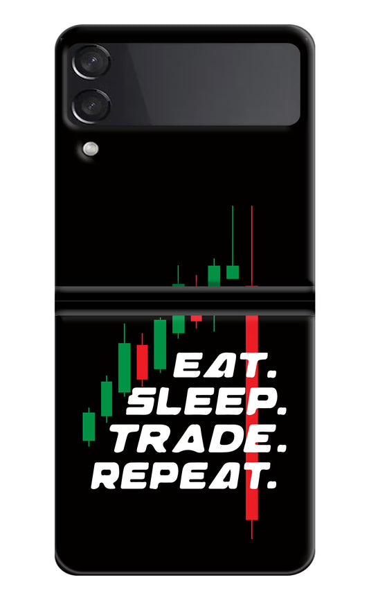 Eat Sleep Trade Repeat Samsung Galaxy Z Flip4 Hard Case Back Cover by Casekaro