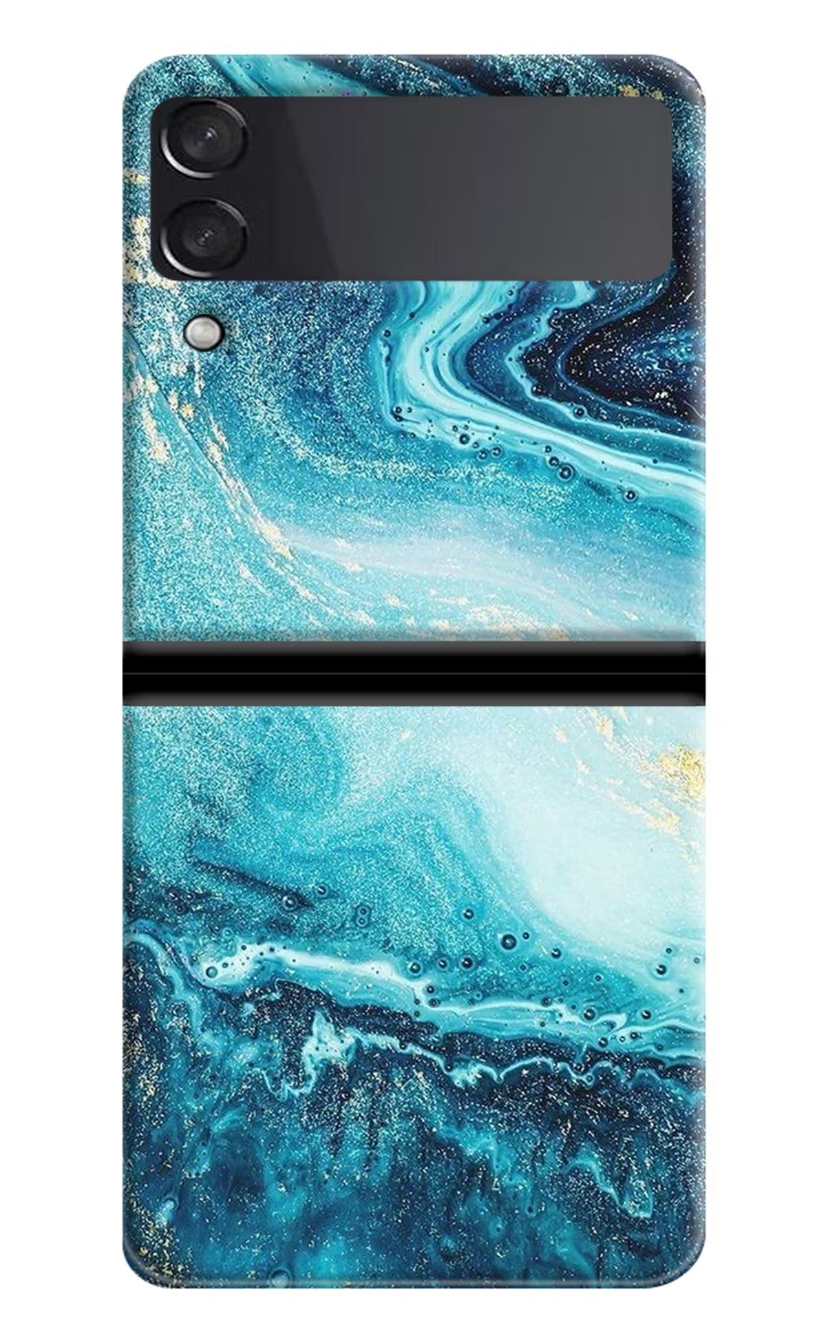 Blue Glitter Marble Samsung Galaxy Z Flip4 Hard Case Back Cover by Casekaro
