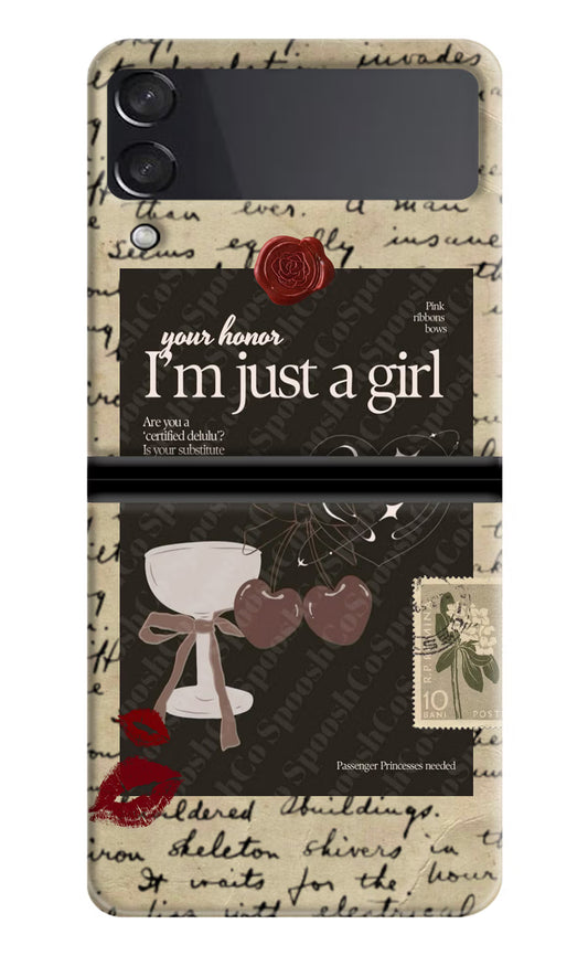 I am just a girl Samsung Galaxy Z Flip4 Hard Case Back Cover by Casekaro
