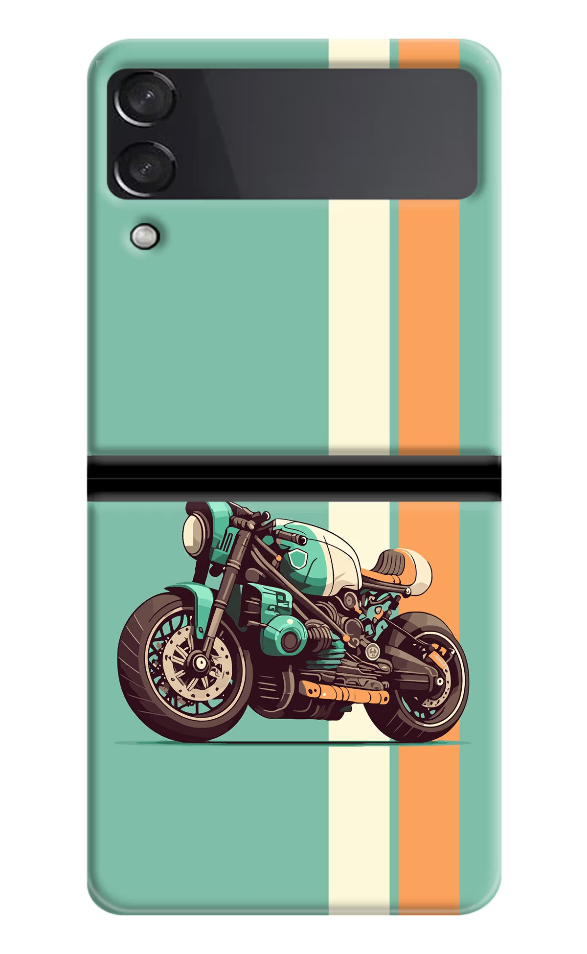 Striped Moto Drift Samsung Galaxy Z Flip4 Hard Case Back Cover by Casekaro