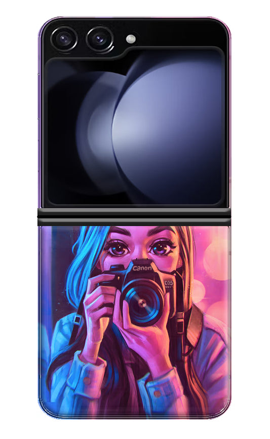 Girl Photographer Samsung Galaxy Z Flip5 Hard Case Back Cover by Casekaro