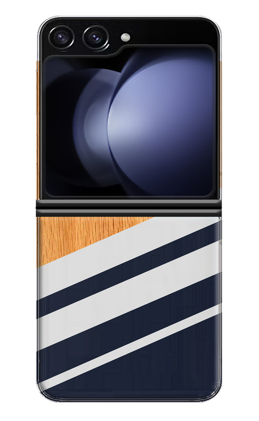 Blue and white wooden Samsung Galaxy Z Flip5 Back Cover