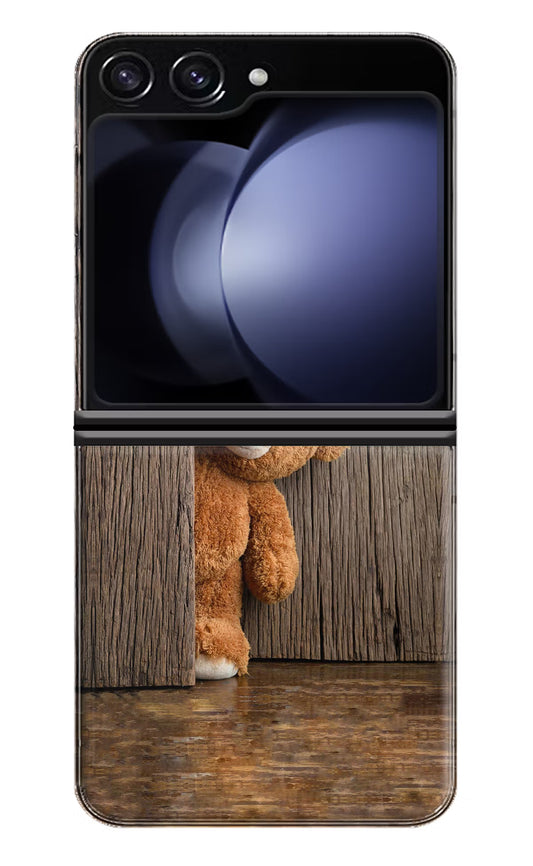 Teddy Wooden Samsung Galaxy Z Flip5 Hard Case Back Cover by Casekaro