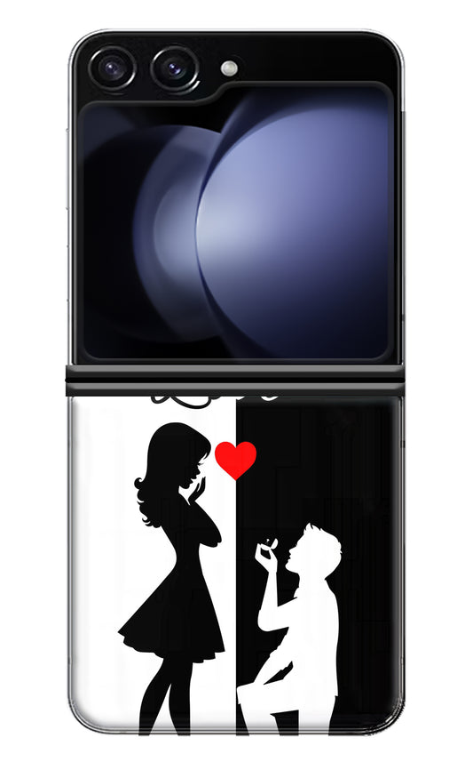 Love Propose Black And White Samsung Galaxy Z Flip5 Back Cover