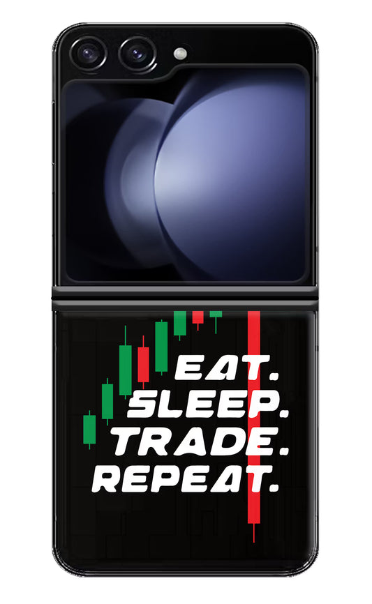 Eat Sleep Trade Repeat Samsung Galaxy Z Flip5 Hard Case Back Cover by Casekaro