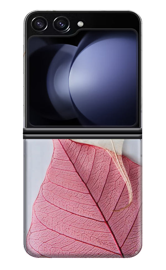 White Pink Leaf Samsung Galaxy Z Flip5 Hard Case Back Cover by Casekaro