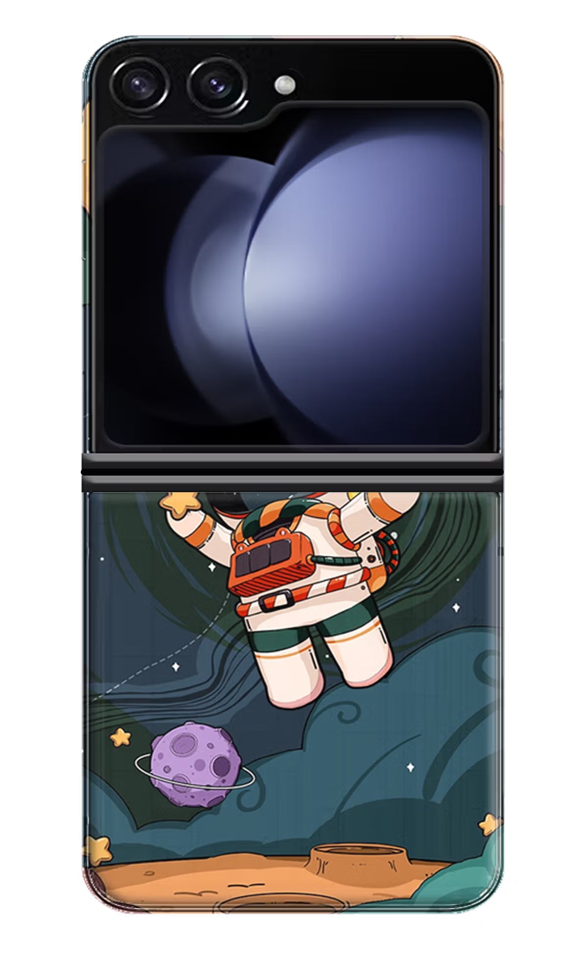 Cartoon Astronaut Samsung Galaxy Z Flip5 Hard Case Back Cover by Casekaro