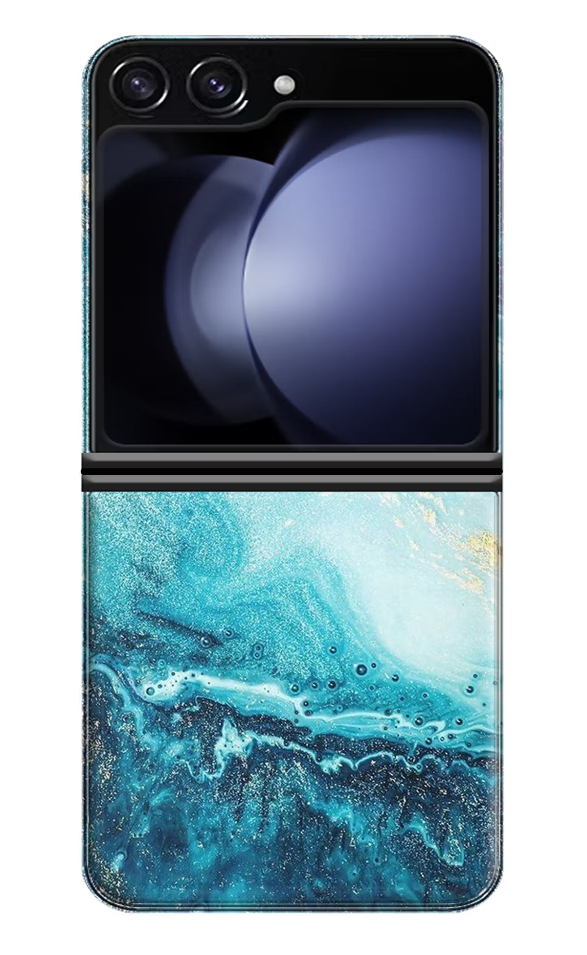 Blue Glitter Marble Samsung Galaxy Z Flip5 Hard Case Back Cover by Casekaro