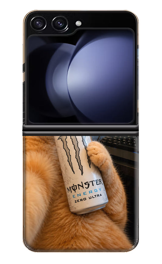 Gamer Cat Energy Samsung Galaxy Z Flip5 Hard Case Back Cover by Casekaro