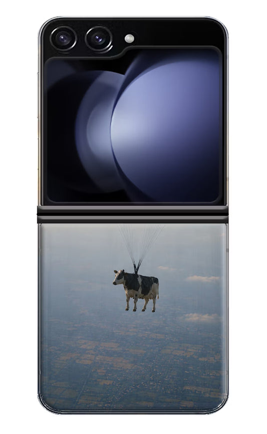 Skydiving Cow Samsung Galaxy Z Flip5 Hard Case Back Cover by Casekaro