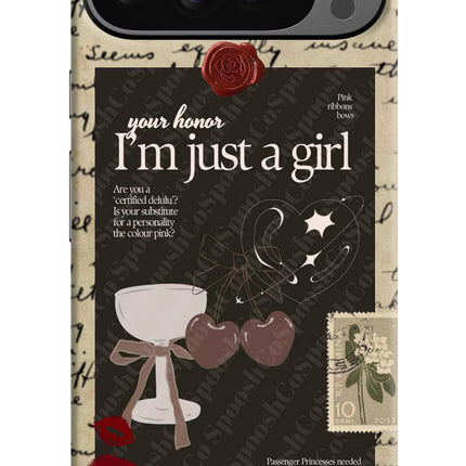 I am just a girl Google Pixel 9 Pro XL Hard Case Back Cover by Casekaro
