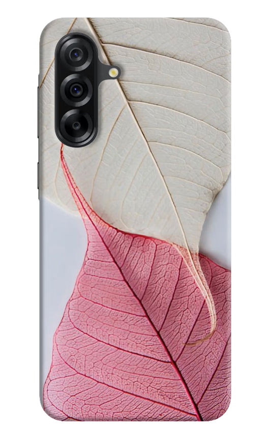 White Pink Leaf Samsung A36 5G Hard Case Back Cover by Casekaro