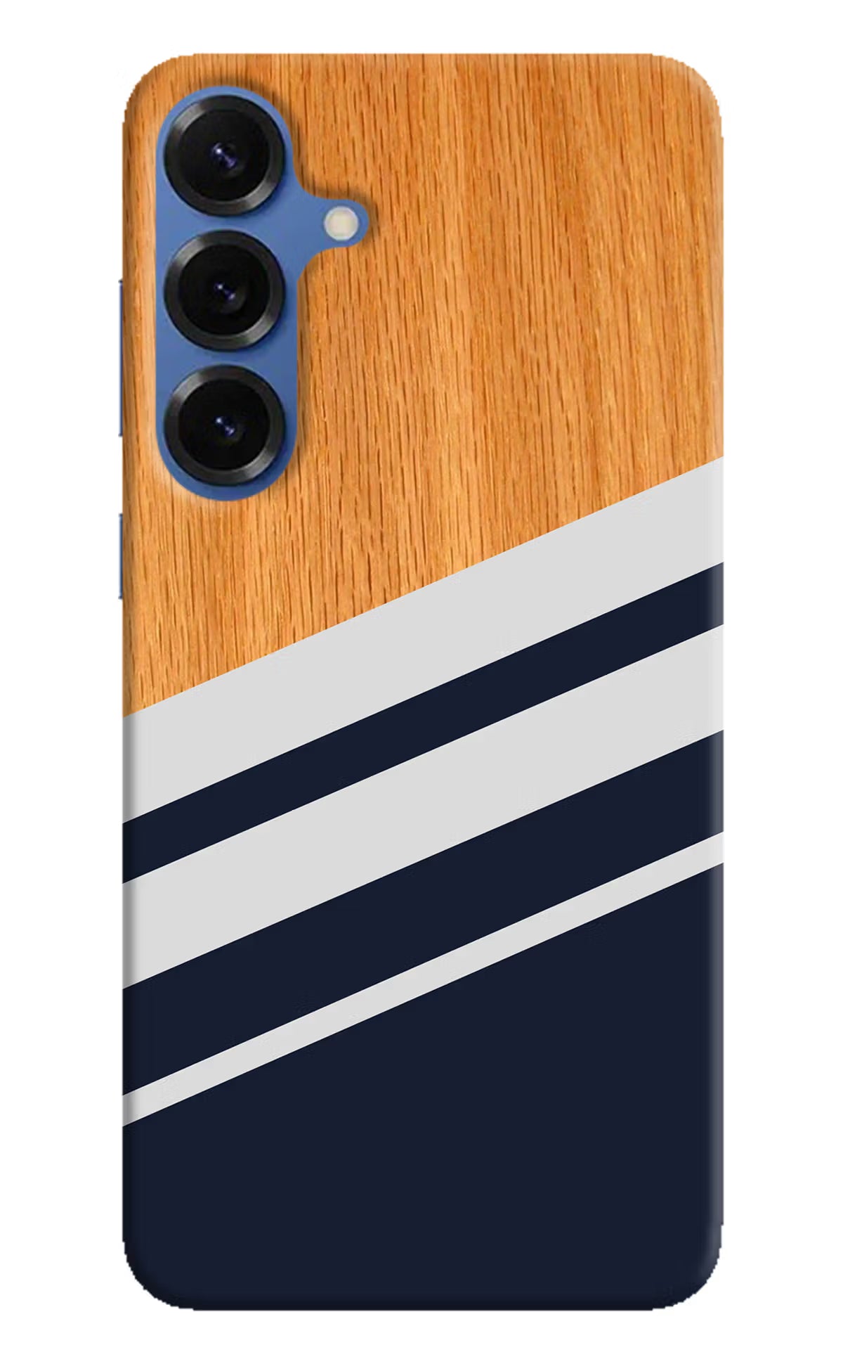 Blue and white wooden Samsung S25 Hard Case Back Cover by Casekaro