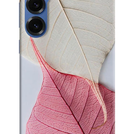 White Pink Leaf Samsung S25 Hard Case Back Cover by Casekaro