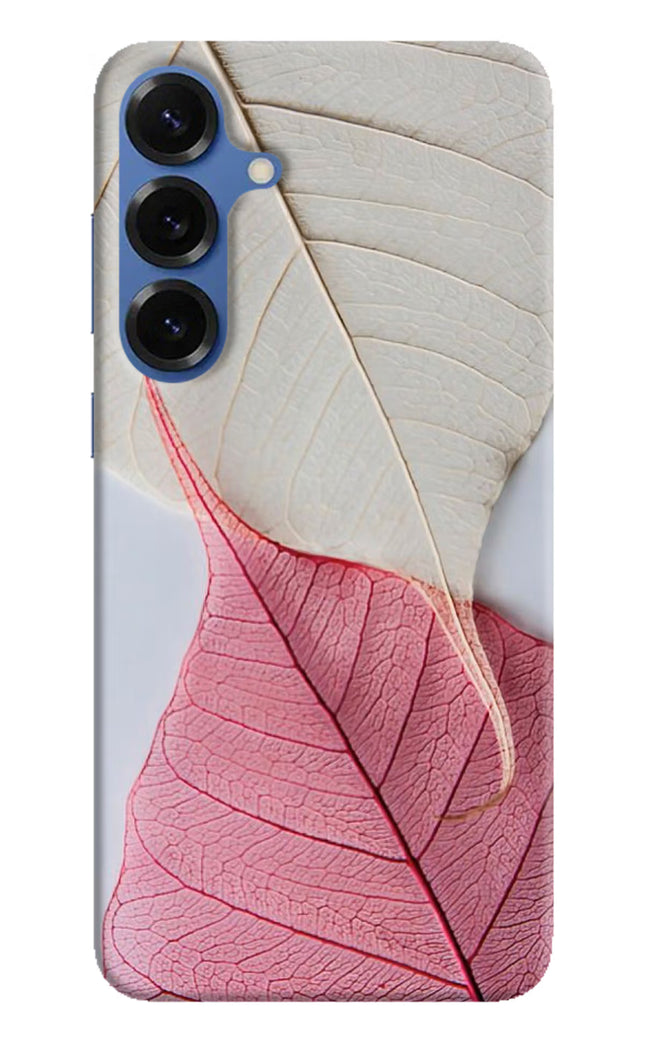White Pink Leaf Samsung S25 Hard Case Back Cover by Casekaro