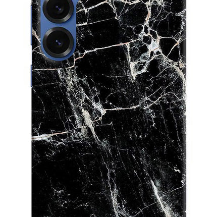 Black Marble Texture Samsung S25 Plus Hard Case Back Cover by Casekaro
