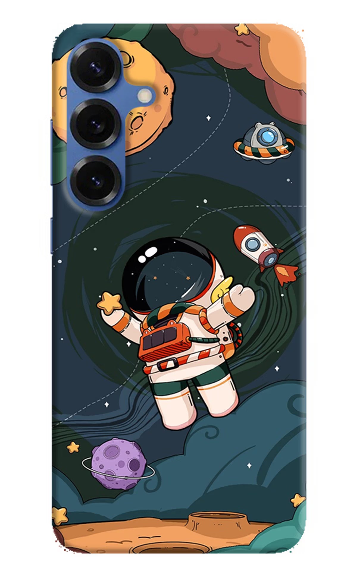 Cartoon Astronaut Samsung S25 Plus Hard Case Back Cover by Casekaro