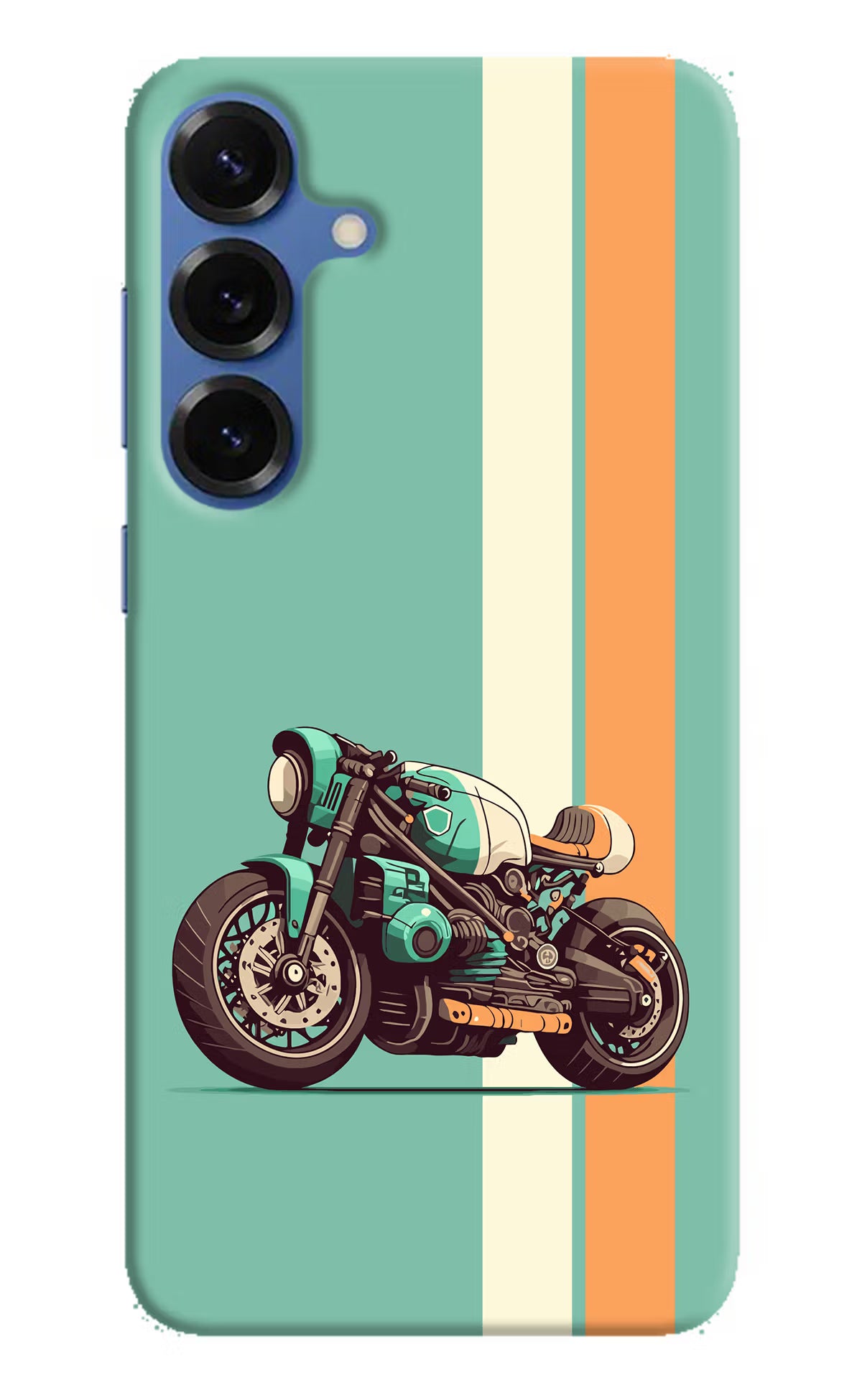 Striped Moto Drift Samsung S25 Plus Hard Case Back Cover by Casekaro