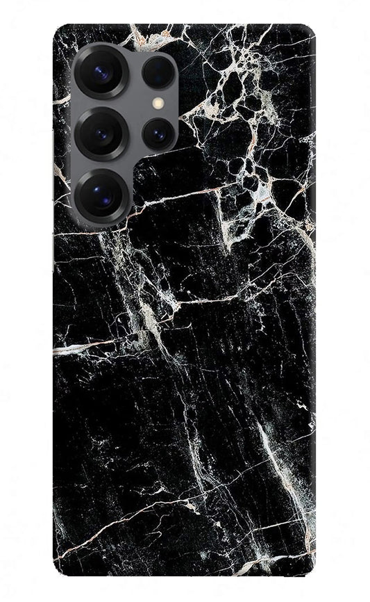 Black Marble Texture Samsung S25 Ultra Hard Case Back Cover by Casekaro