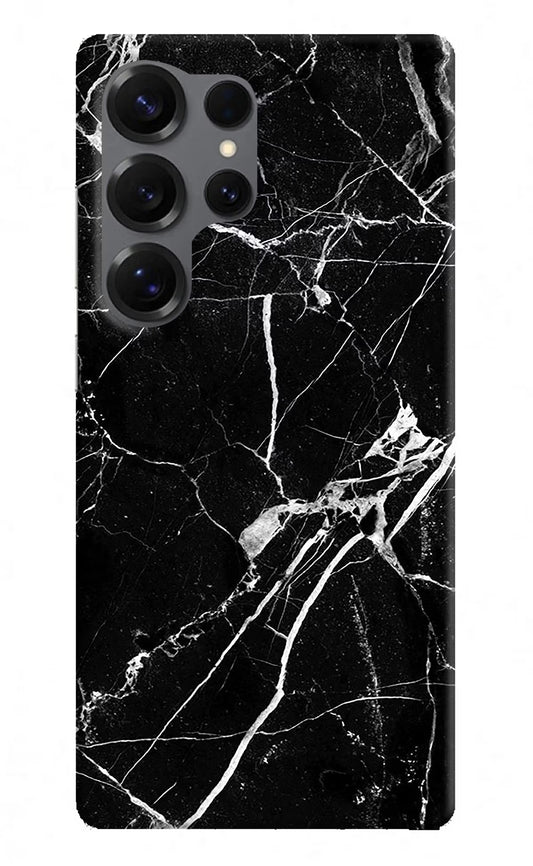 Black Marble Pattern Samsung S25 Ultra Hard Case Back Cover by Casekaro