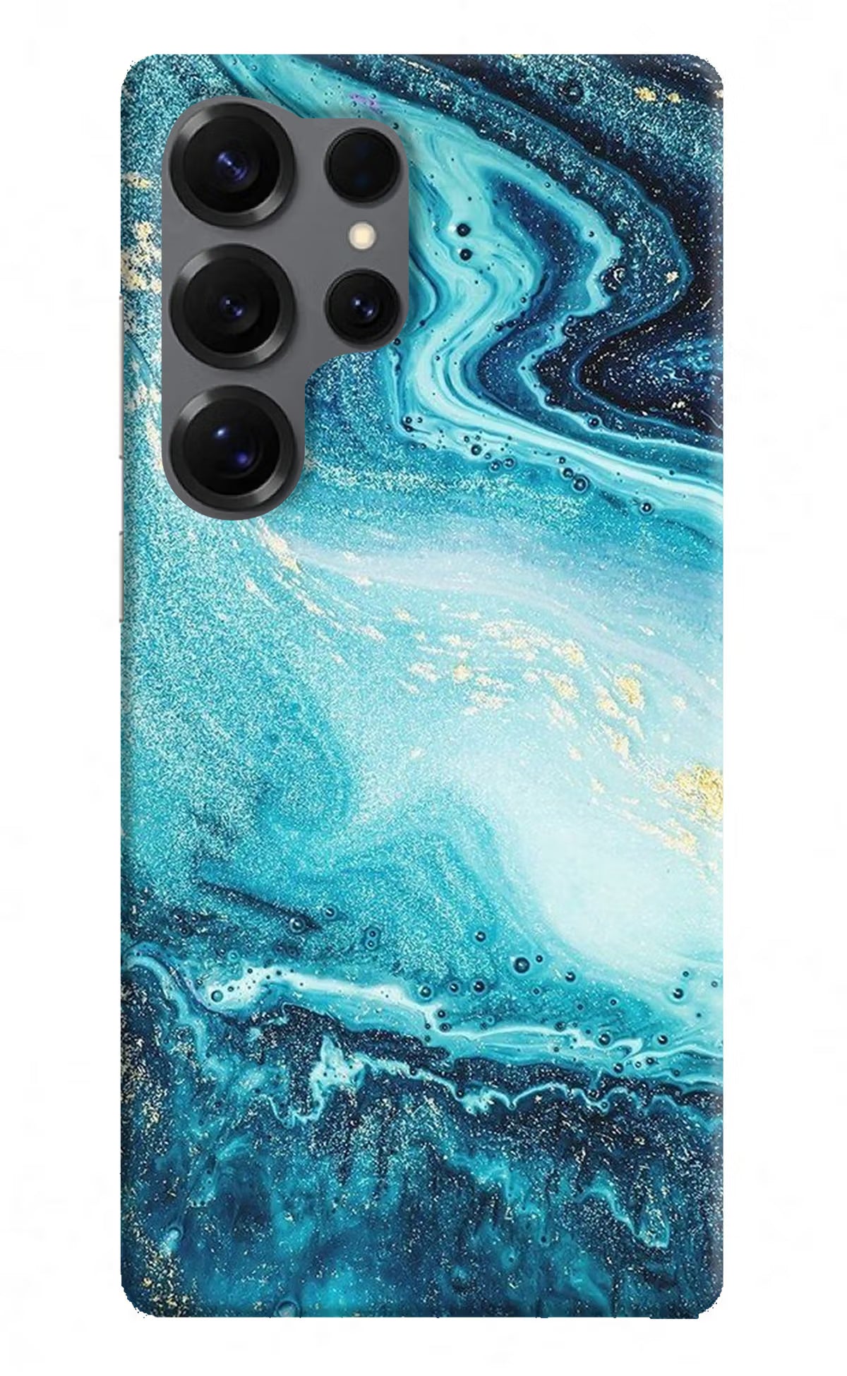 Blue Glitter Marble Samsung S25 Ultra Hard Case Back Cover by Casekaro