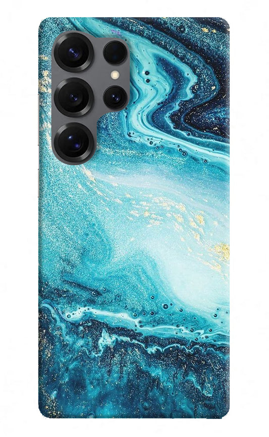 Blue Glitter Marble Samsung S25 Ultra Hard Case Back Cover by Casekaro