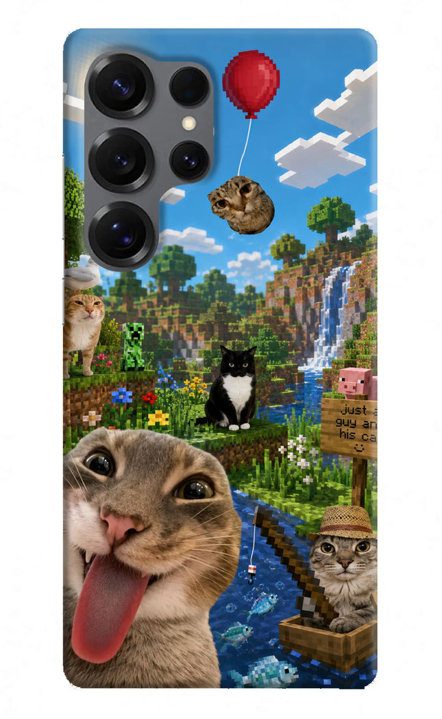 Minecraft Cat Chaos Samsung S25 Ultra Hard Case Back Cover by Casekaro