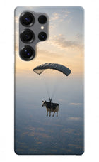 Skydiving Cow Samsung S25 Ultra Hard Case Back Cover by Casekaro