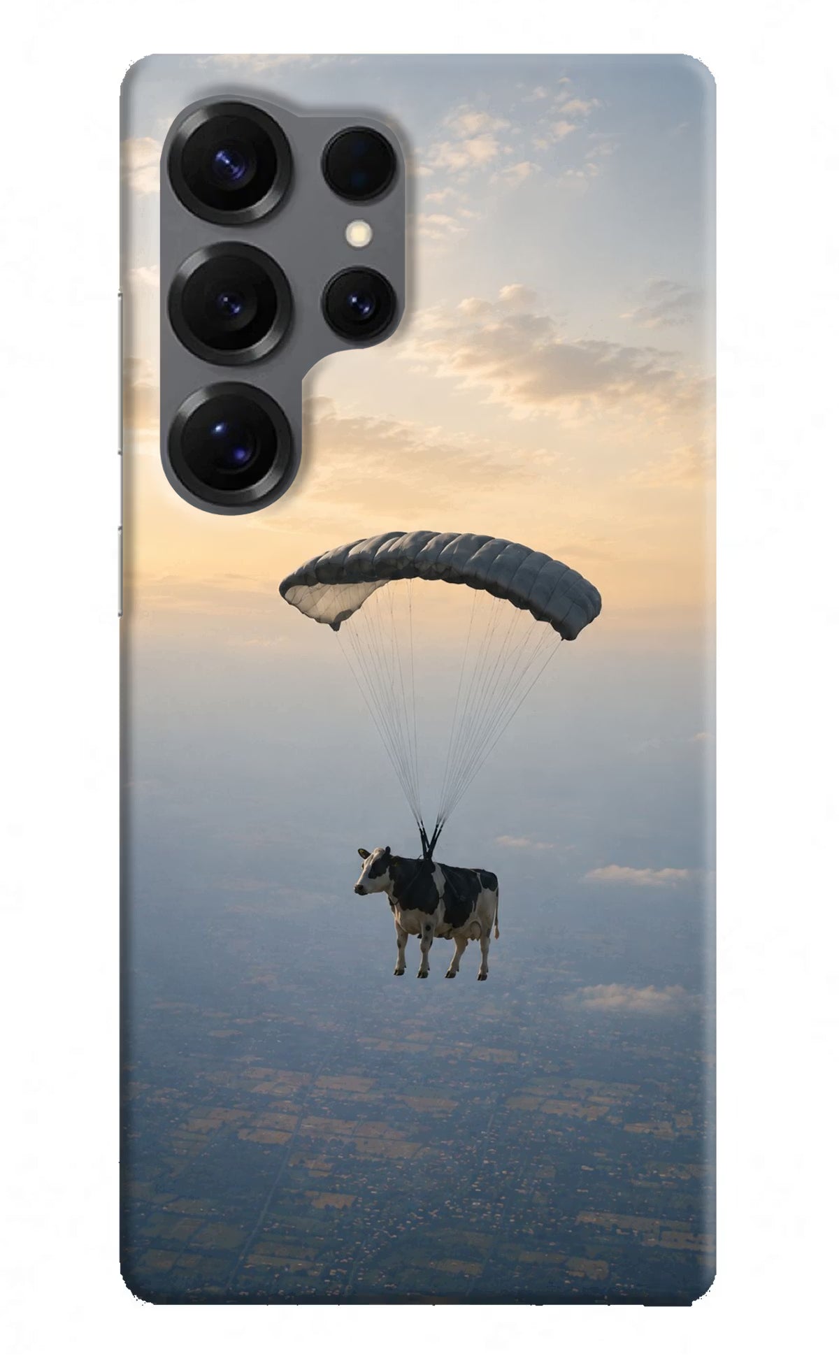 Skydiving Cow Samsung S25 Ultra Back Cover
