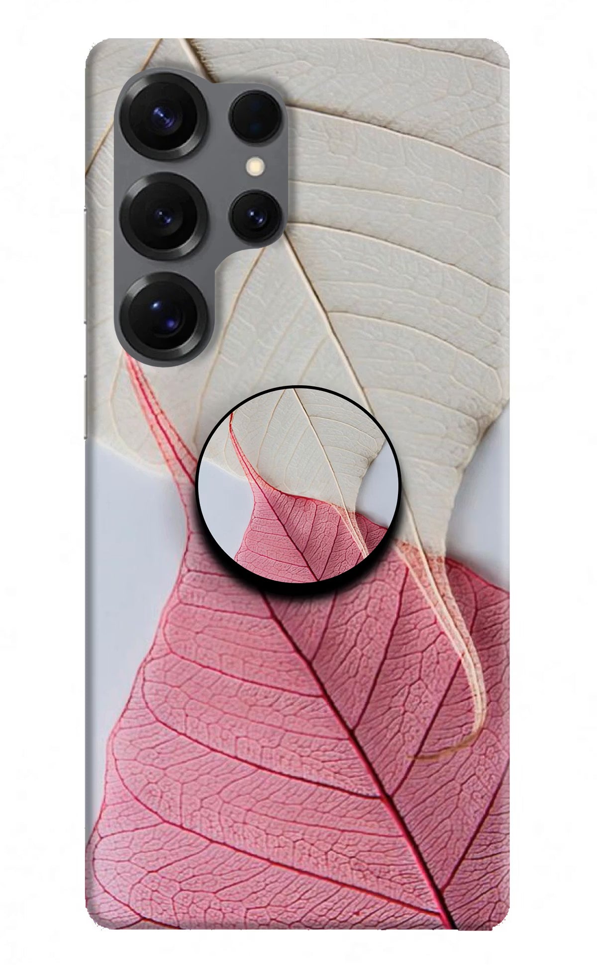 White Pink Leaf Samsung S25 Ultra Pop Case by Casekaro