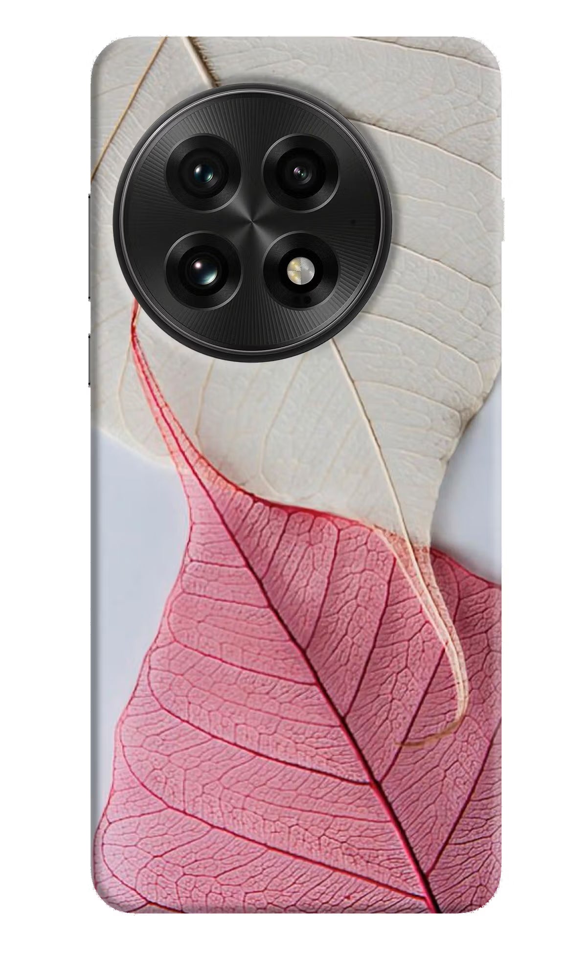 White Pink Leaf OnePlus 13 Hard Case Back Cover by Casekaro