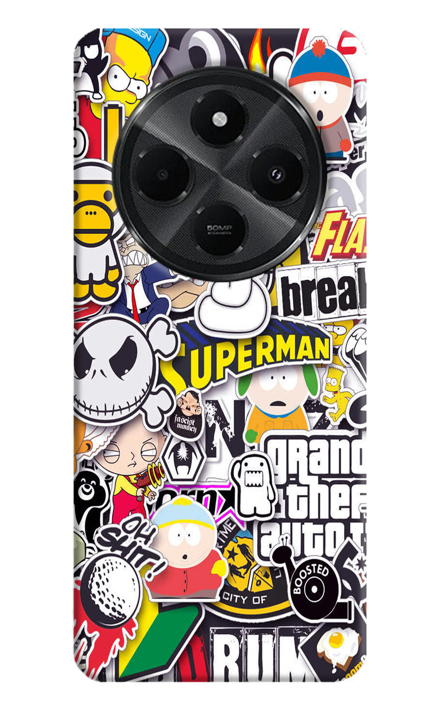 Sticker Bomb Redmi A4 5G Back Cover, Hard case