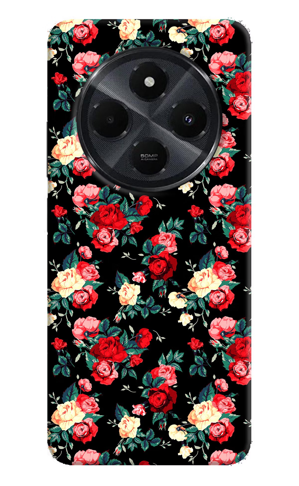 Rose Pattern Redmi 14C 5G Hard Case Back Cover by Casekaro