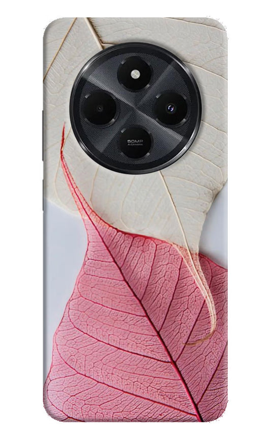 White Pink Leaf Redmi 14C 5G Hard Case Back Cover by Casekaro