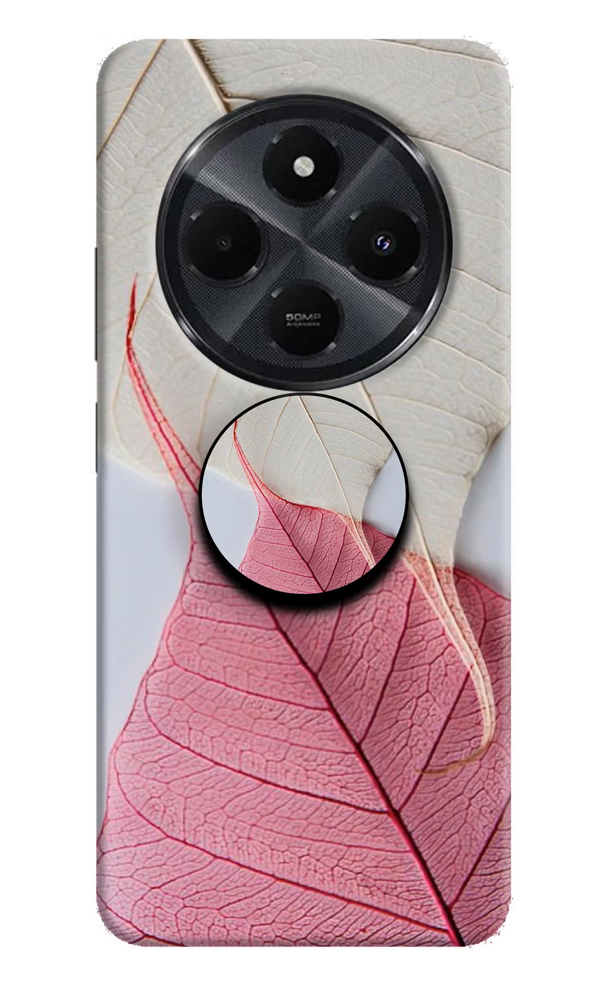 White Pink Leaf Redmi 14C 5G Pop Case by Casekaro