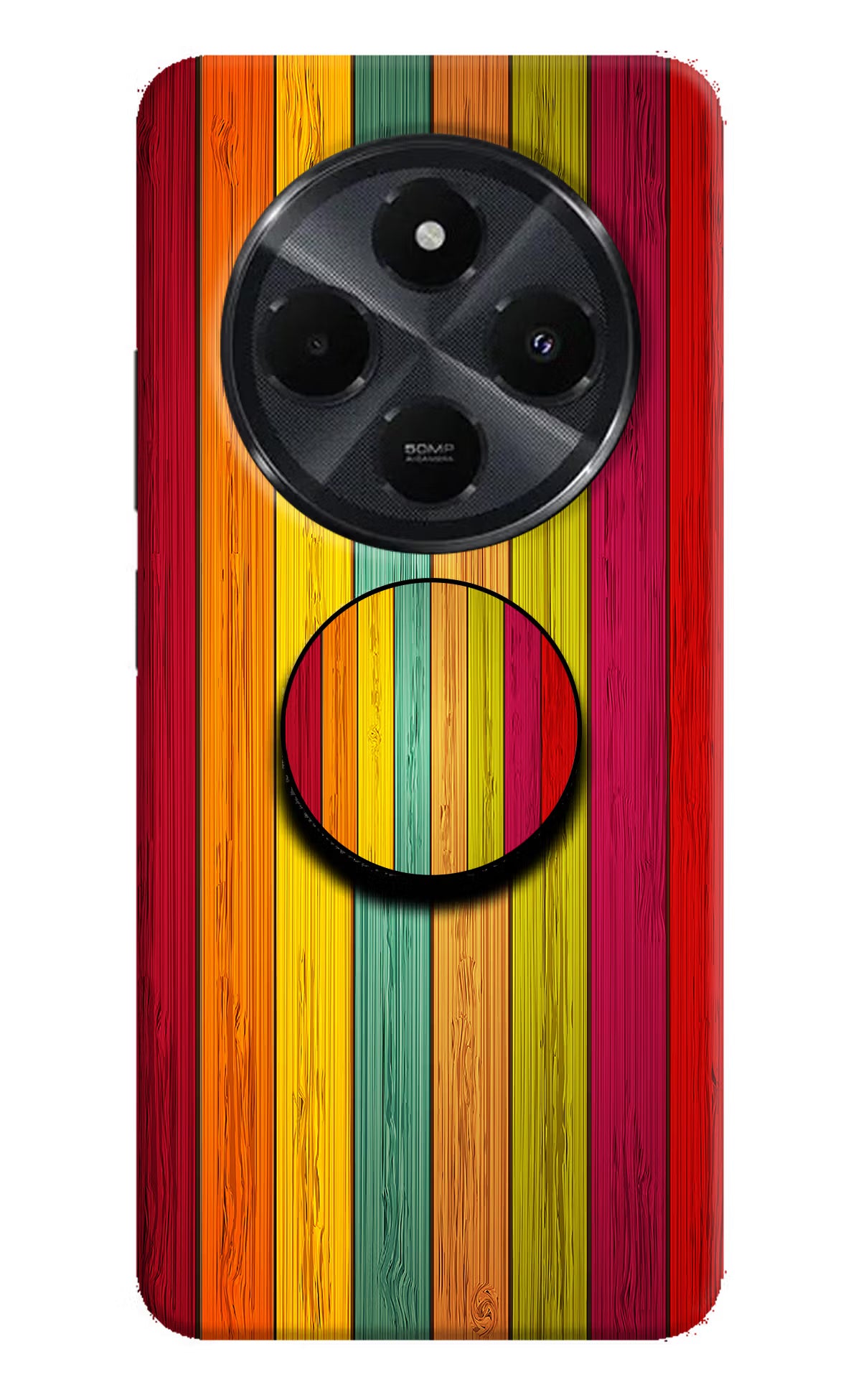 Multicolor Wooden Redmi 14C 5G Pop Case by Casekaro