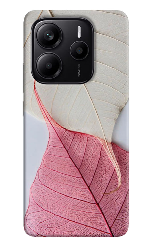 White Pink Leaf Redmi Note 14 5G Hard Case Back Cover by Casekaro