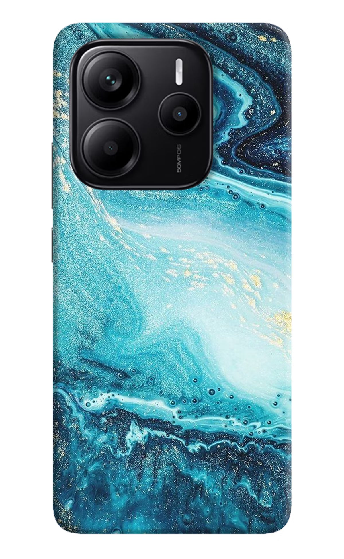 Blue Glitter Marble Redmi Note 14 5G Hard Case Back Cover by Casekaro