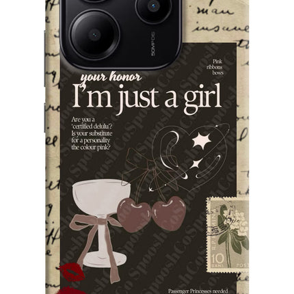 I am just a girl Redmi Note 14 5G Hard Case Back Cover by Casekaro