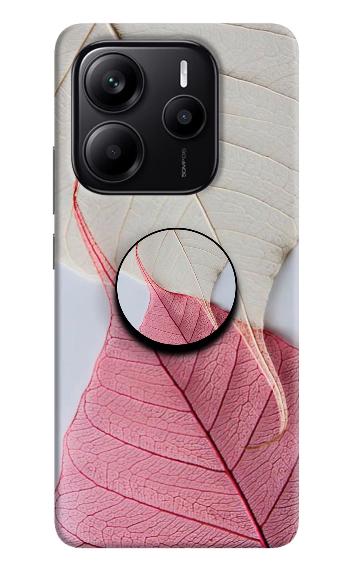 White Pink Leaf Redmi Note 14 5G Pop Case by Casekaro