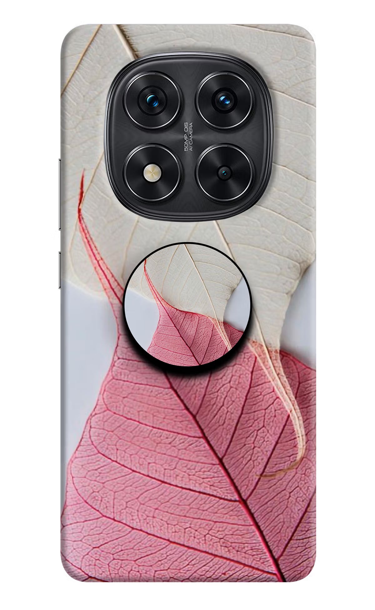 White Pink Leaf Redmi Note 14 Pro 5G Pop Case by Casekaro