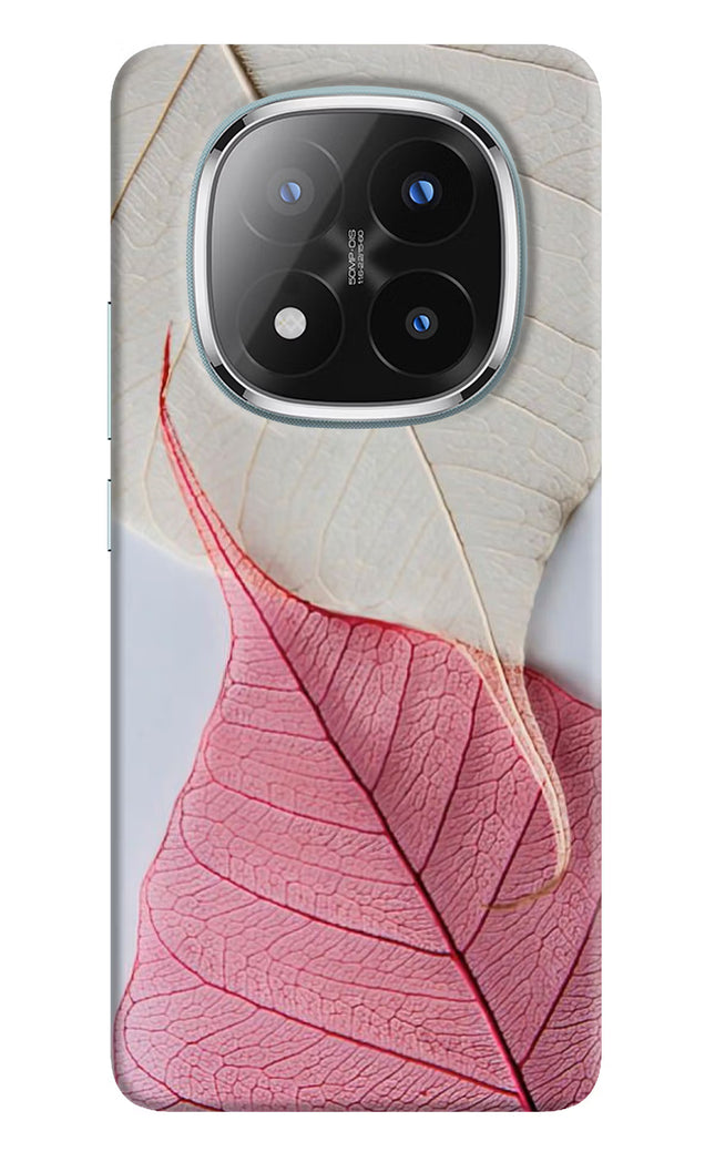 White Pink Leaf Redmi Note 14 Pro Plus 5G Hard Case Back Cover by Casekaro