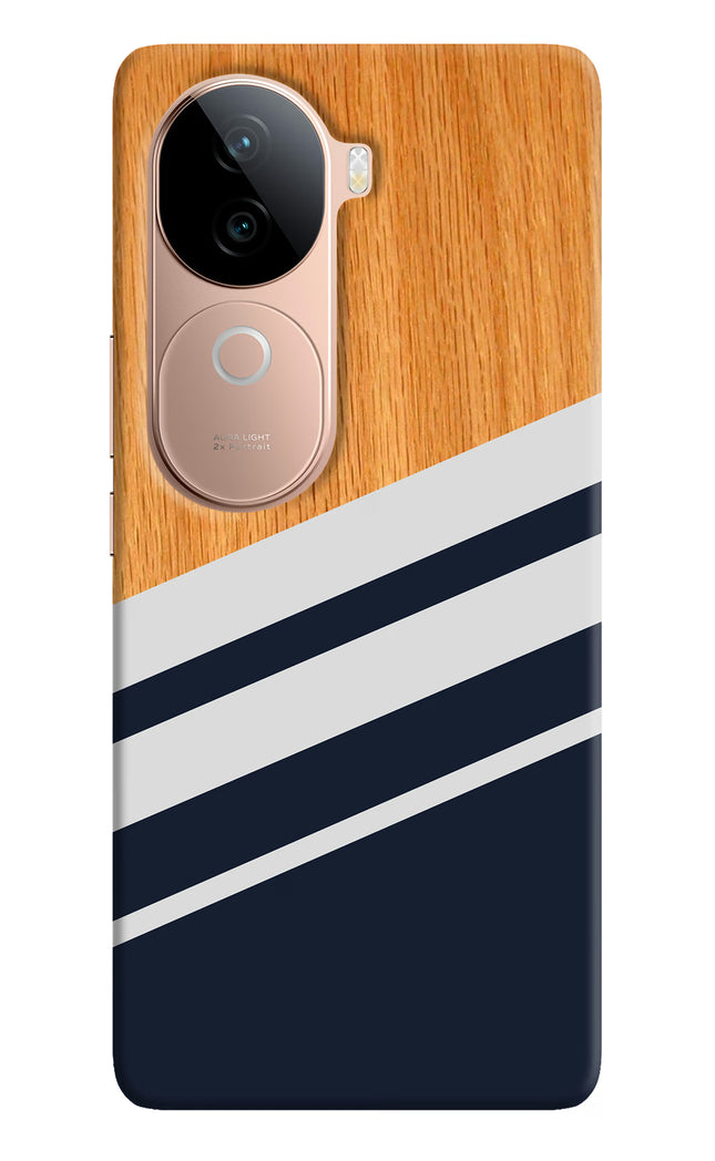 Blue and white wooden Vivo V40e 5G Hard Case Back Cover by Casekaro